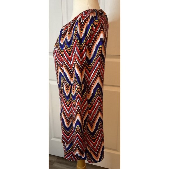 Win Win Bell Sleeve Colorful Multicolor Tunic Top Orange Red Blue Small Medium - Picture 3 of 6